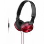 Sony MDRZX310APR Auriculares con Micrófono, Jack 3.5 mm, Plegables, Rojos